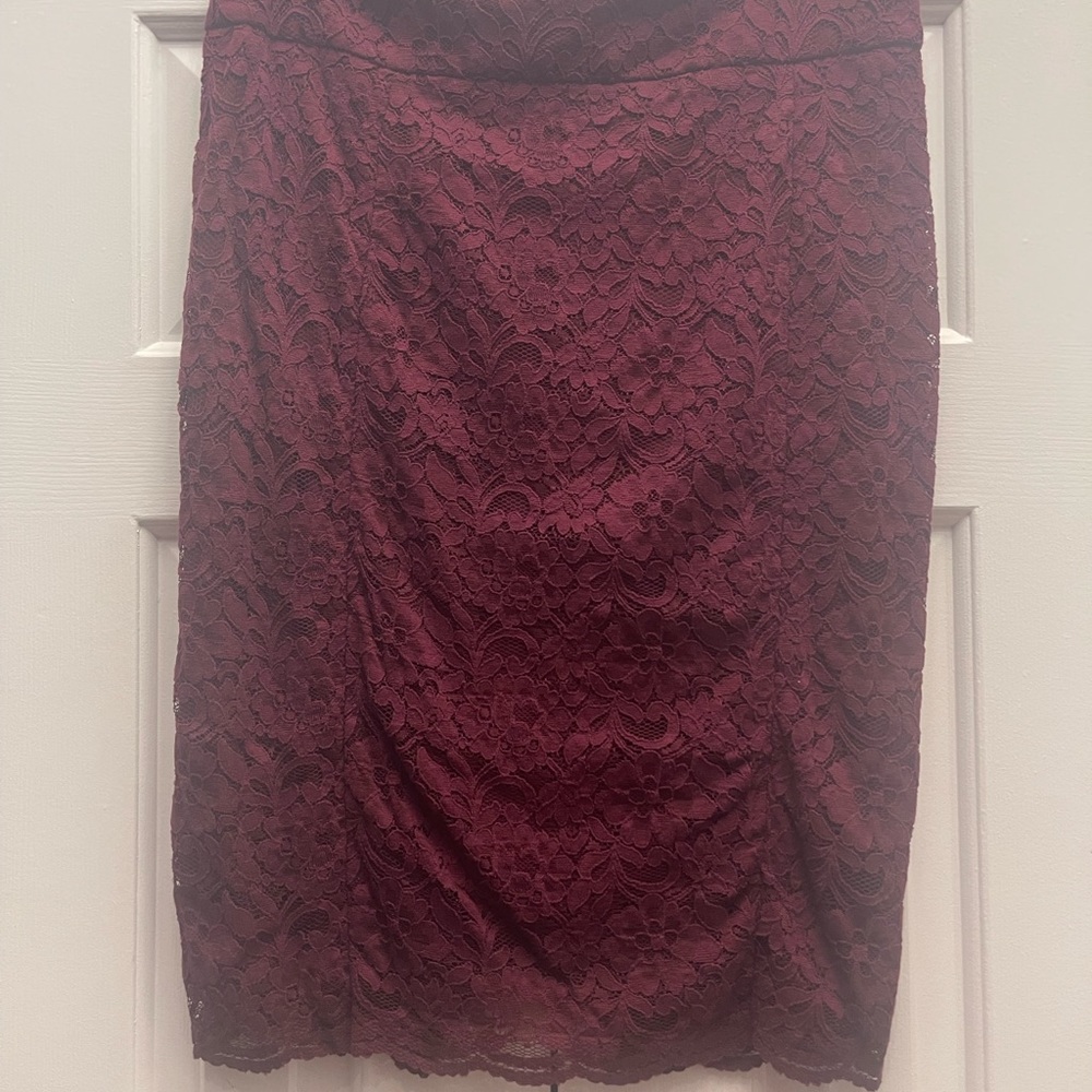 Wine knee length skirt